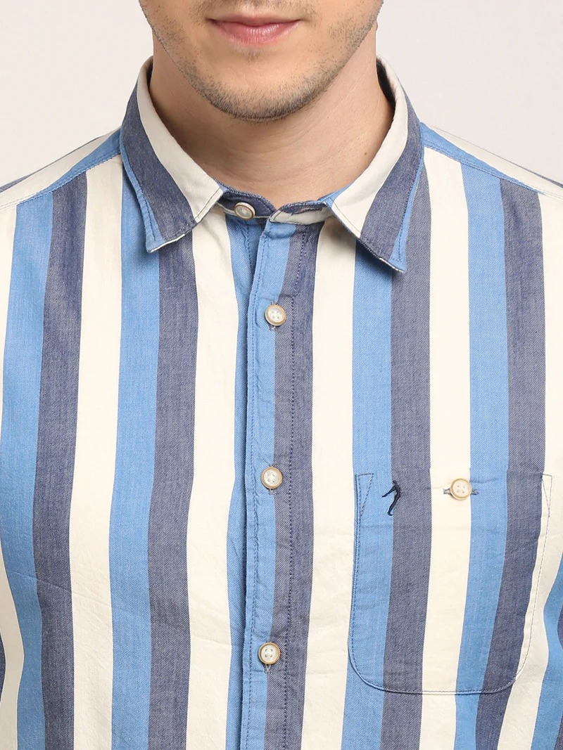 Indian Terrain Men's Slim Fit Full Sleeve Striped Multicolor Shirt